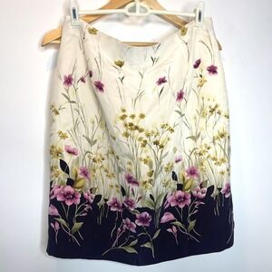 Vintage Y2K Cottagecore Studio G Floral Silk Skirt Womens Large